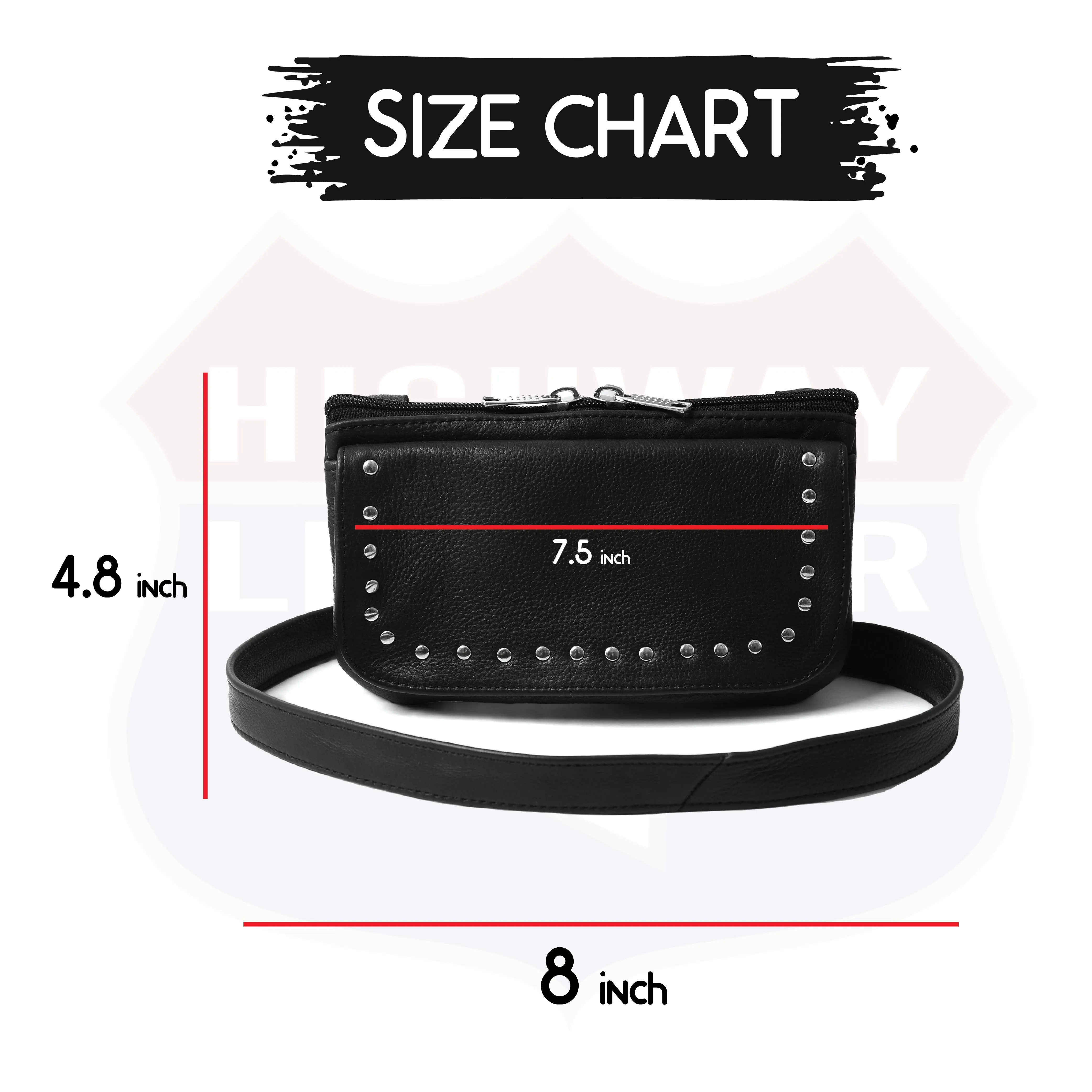 HL80151STUD Women's Black Studded Hip Bag  Trendy & Edgy Accessory