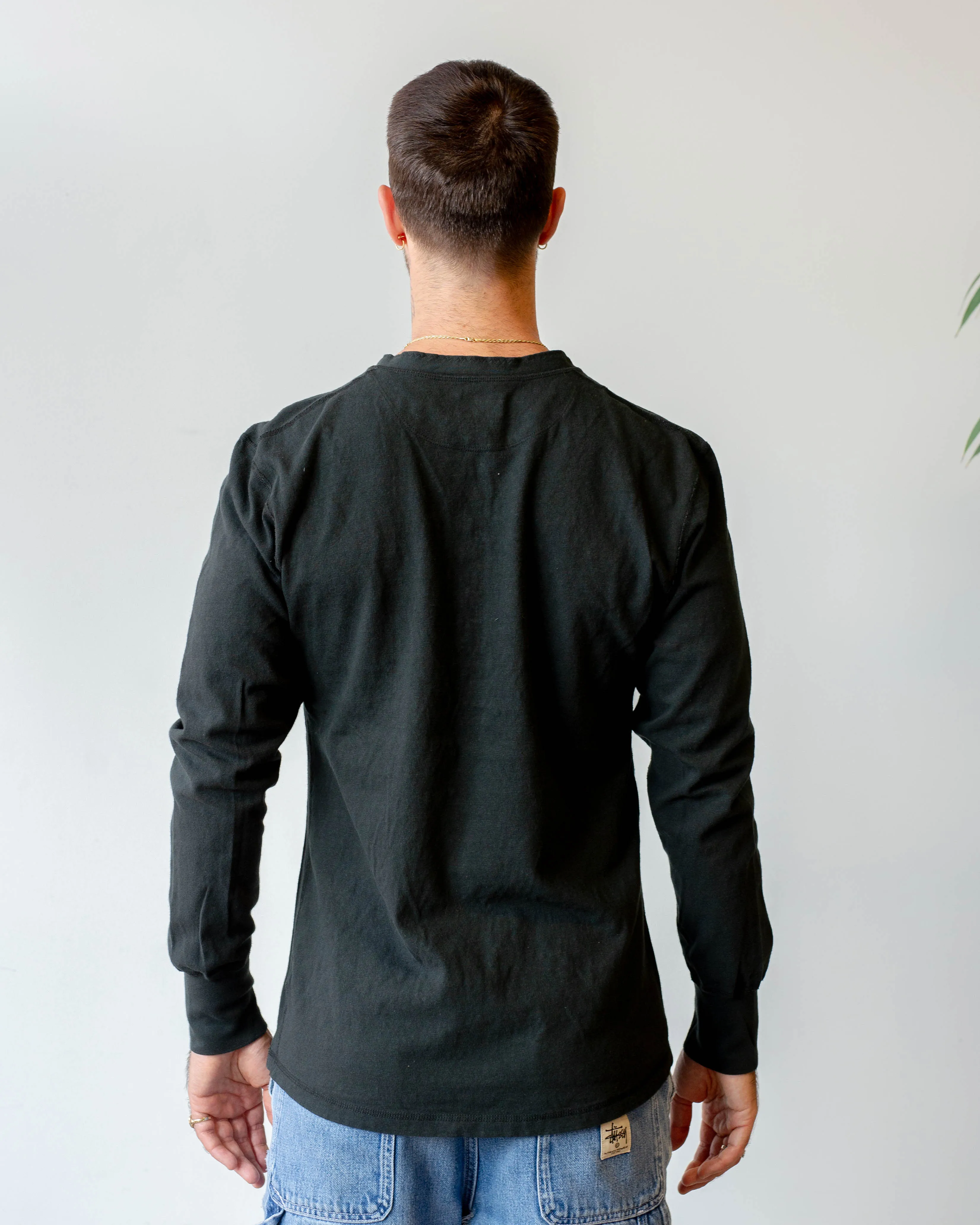 Homespun Knitwear Coalminer Henley Zimbabwe Jersey Aged Black