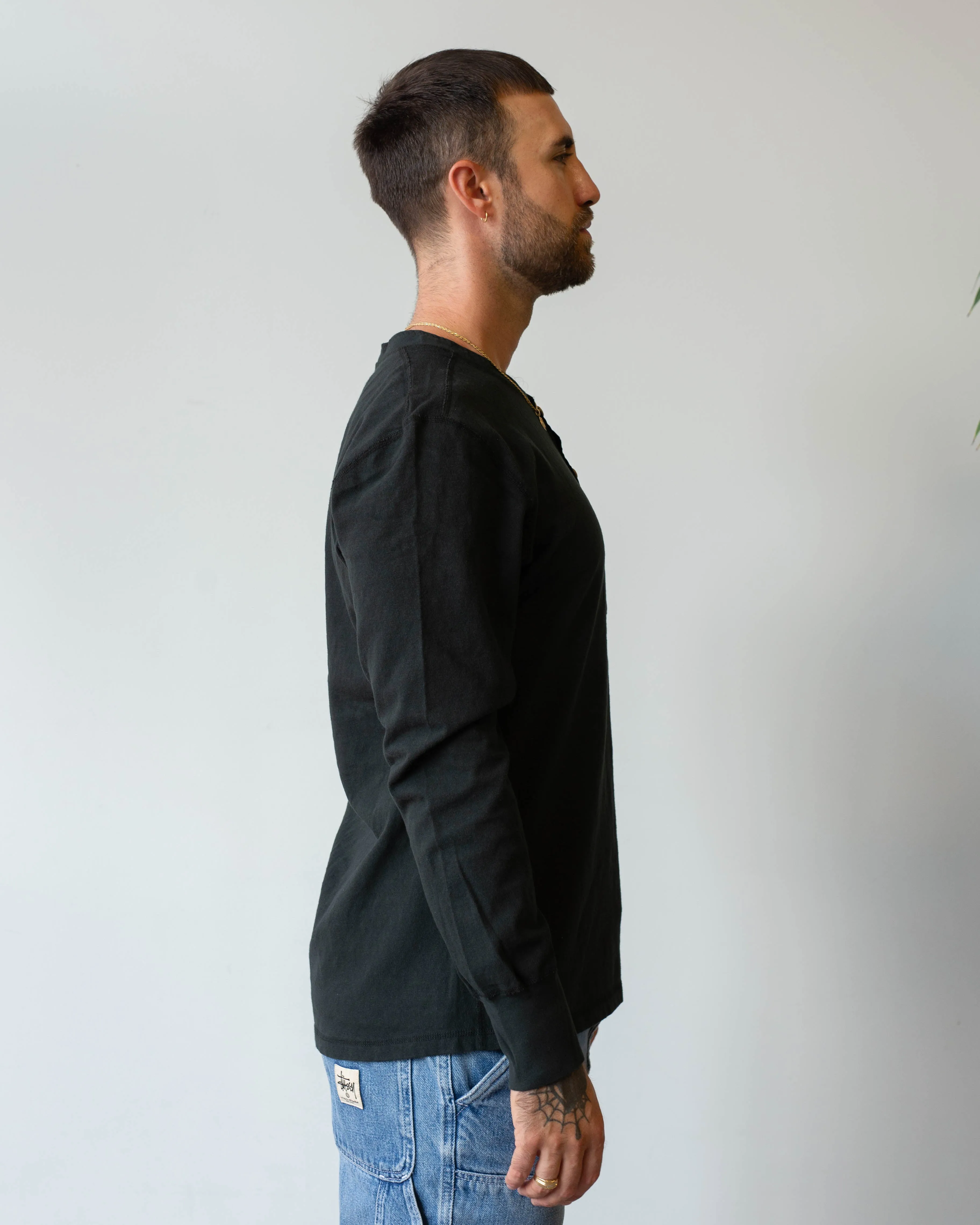 Homespun Knitwear Coalminer Henley Zimbabwe Jersey Aged Black