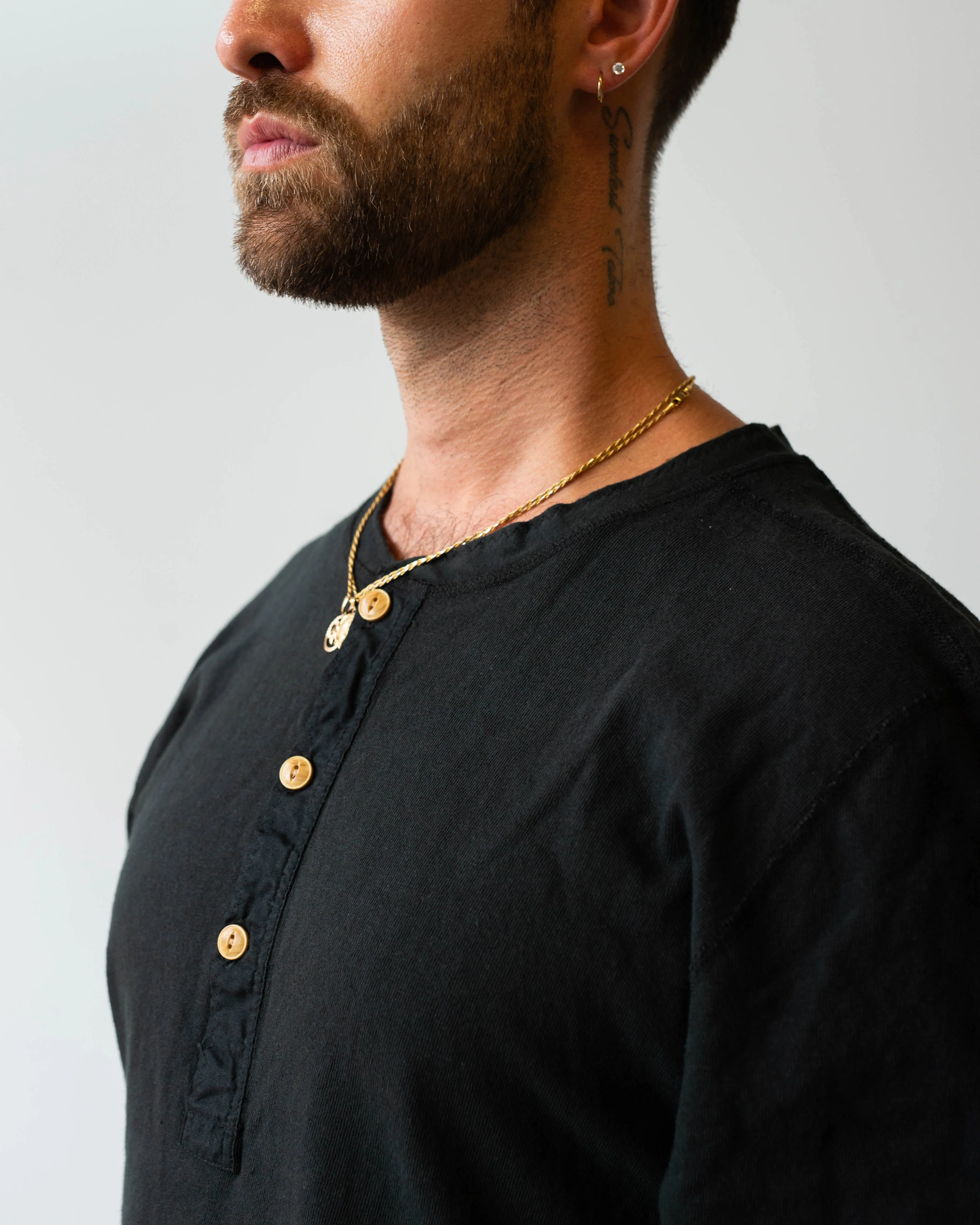 Homespun Knitwear Coalminer Henley Zimbabwe Jersey Aged Black