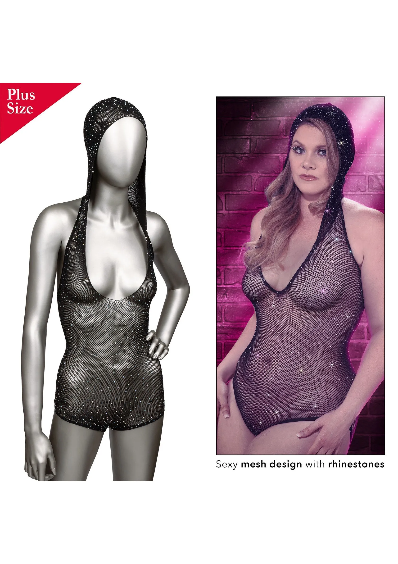 Hooded Deep V Bodysuit Plus