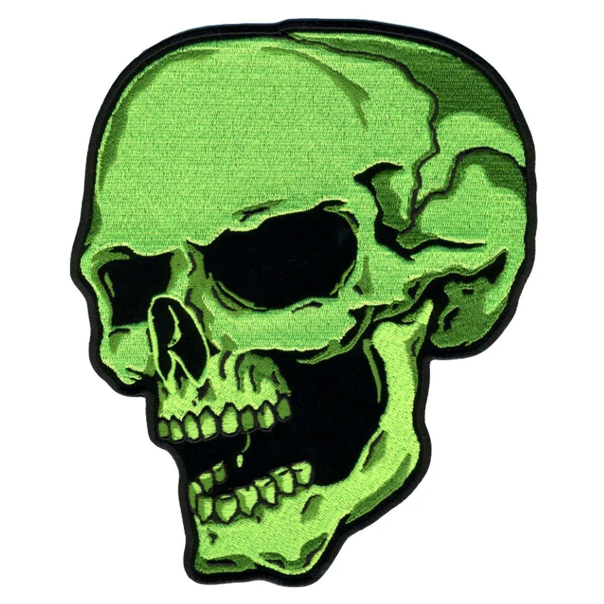 Hot Leathers Patch Green Skull Left 4"