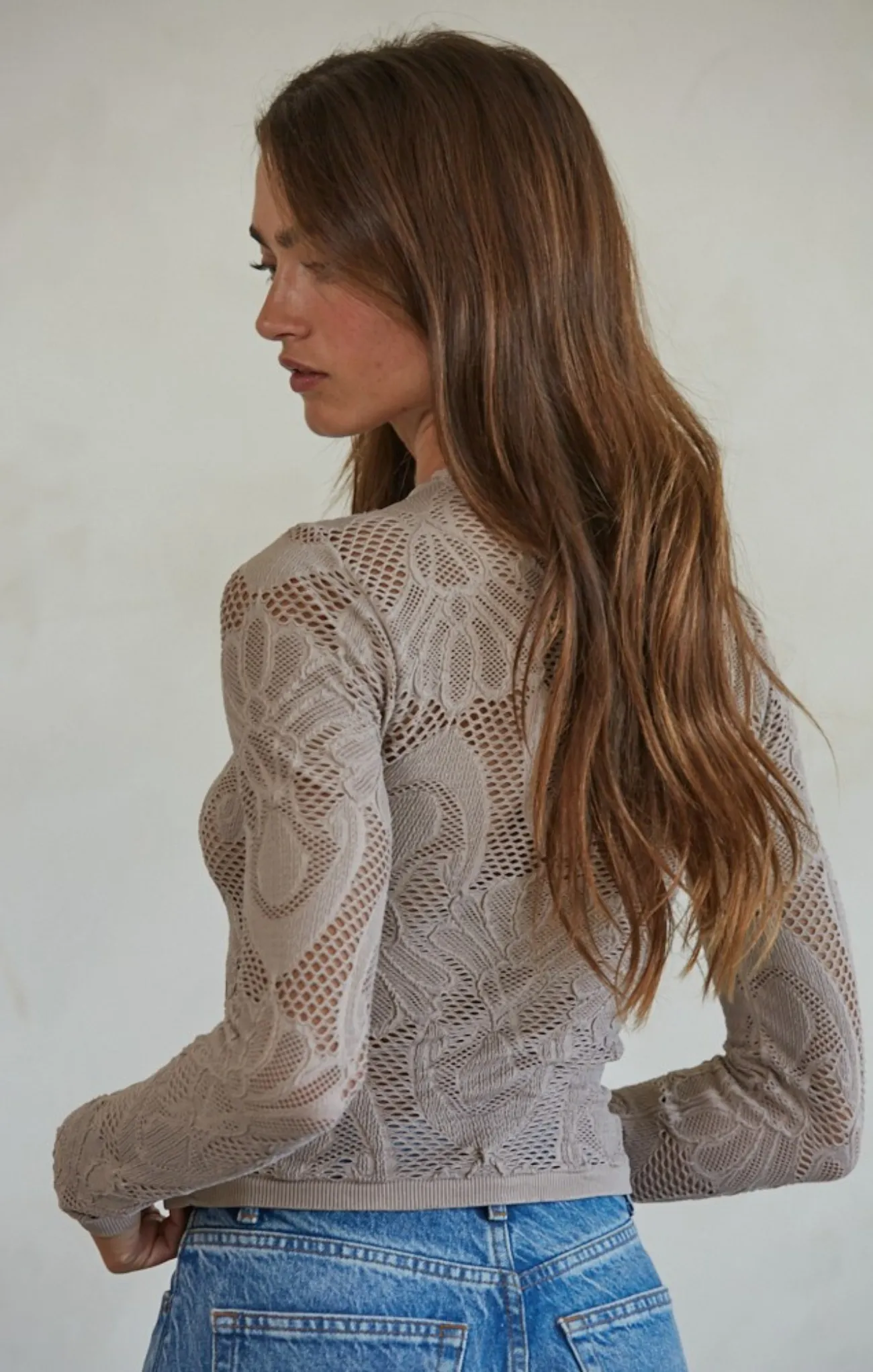 Jacquard Fishnet Layering Top