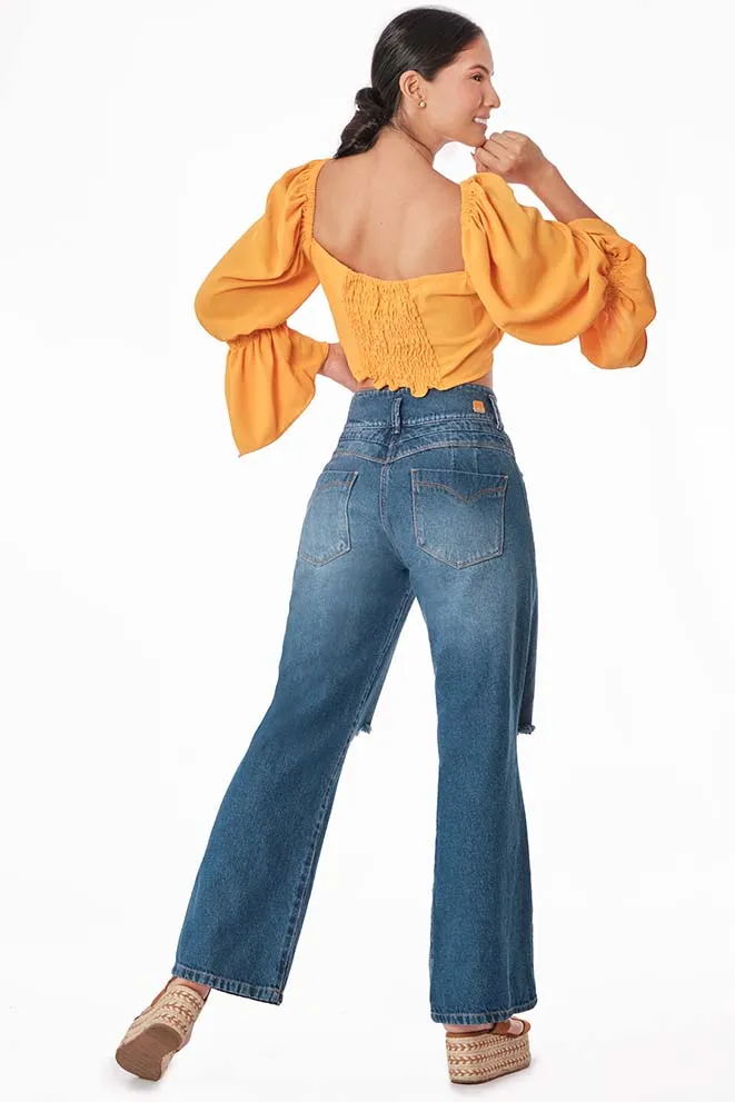 JEANS BOTA ANCHA AZUL