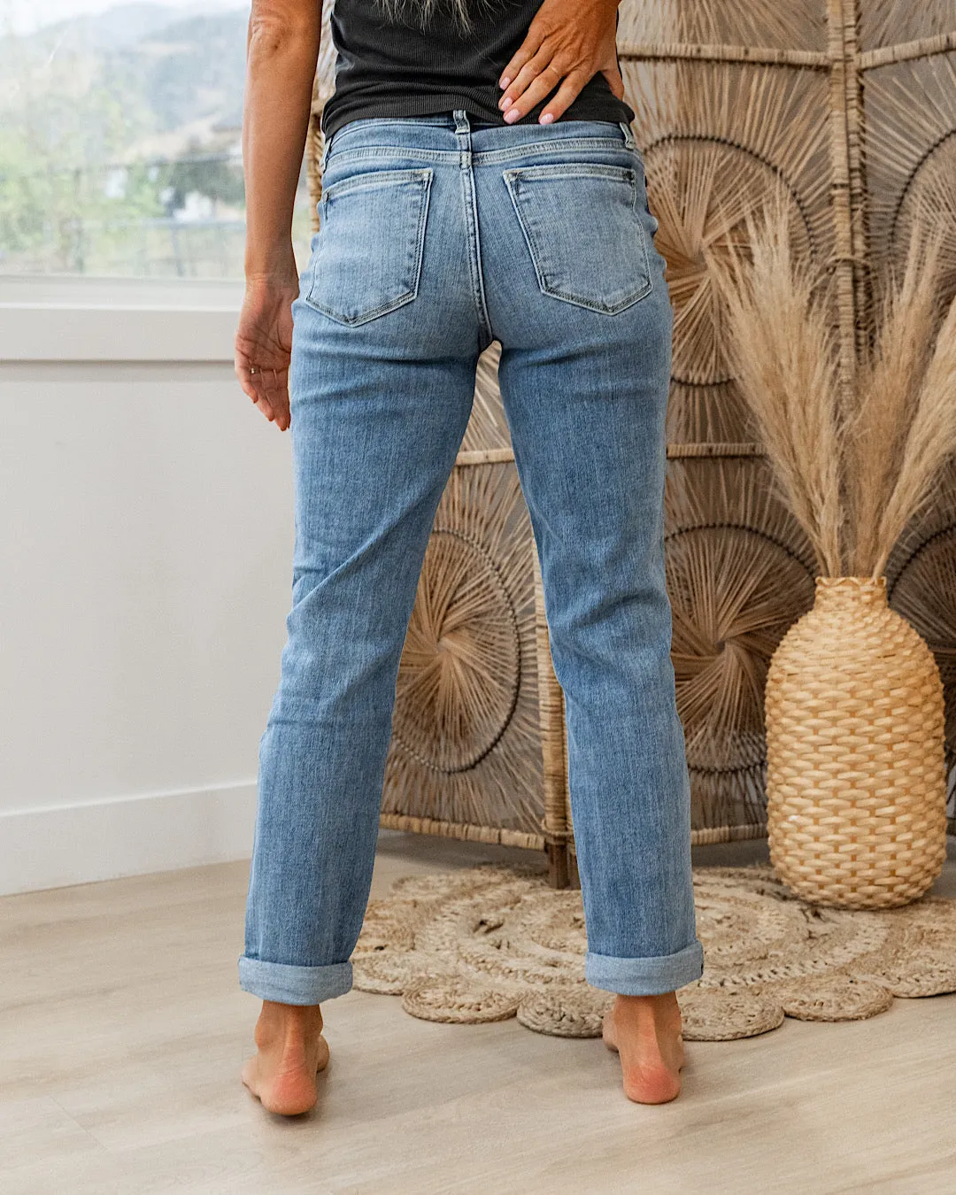Judy Blue Evalina Roll Hem Boyfriend Jeans