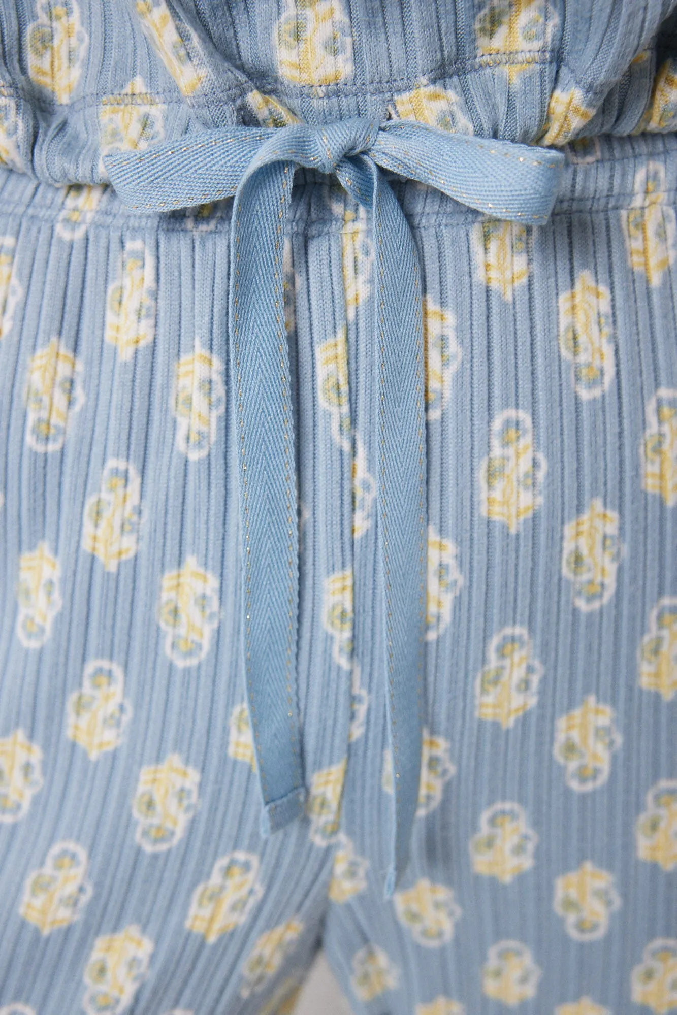 Long soft touch ribbed floral pajamas
