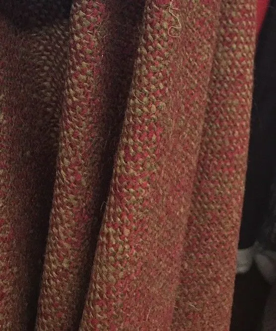 Lord Ulric Designer Wool Blend Woven Coat Tweed Fabric - Brick & Green Melange- By The Yard