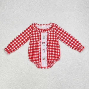 LR1302   baby girl clothes embroidery santa girl christmas winter bubble