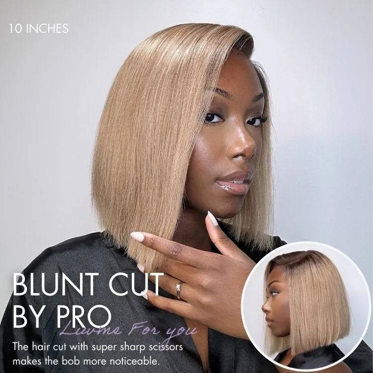 Luvme All-Day Comfort Wig Ash Blonde Blunt Cut Bob Glueless Minimalist HD Lace Short Bob Wig Pre-Cut Lace
