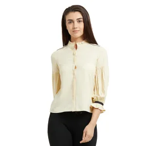Mandarin Collar Shirt with frills and long sleeves