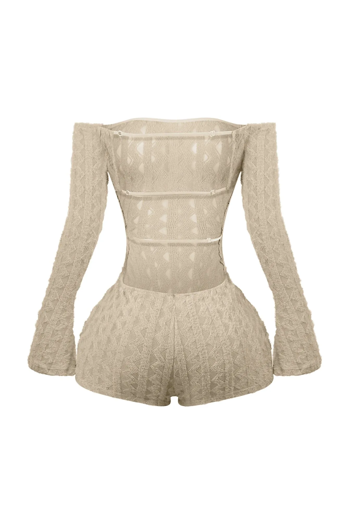 Marissa Off Shoulder Fuzzy Knit Romper