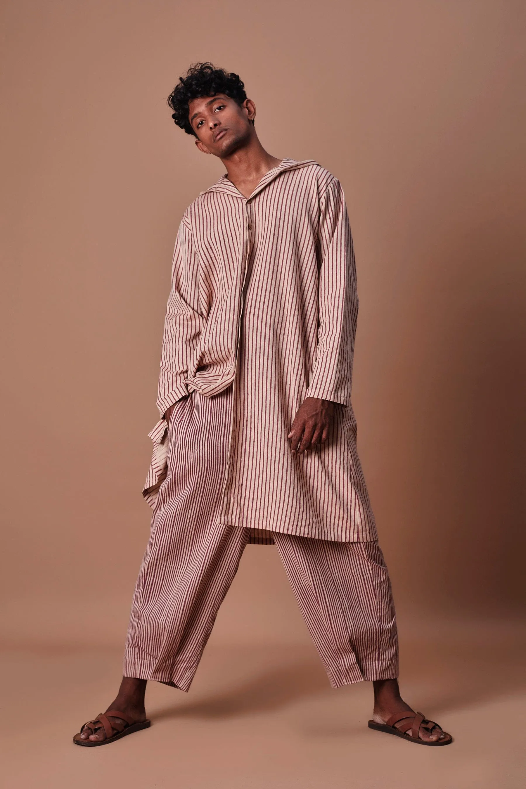 Mati Men's Mauve Striped Trousers