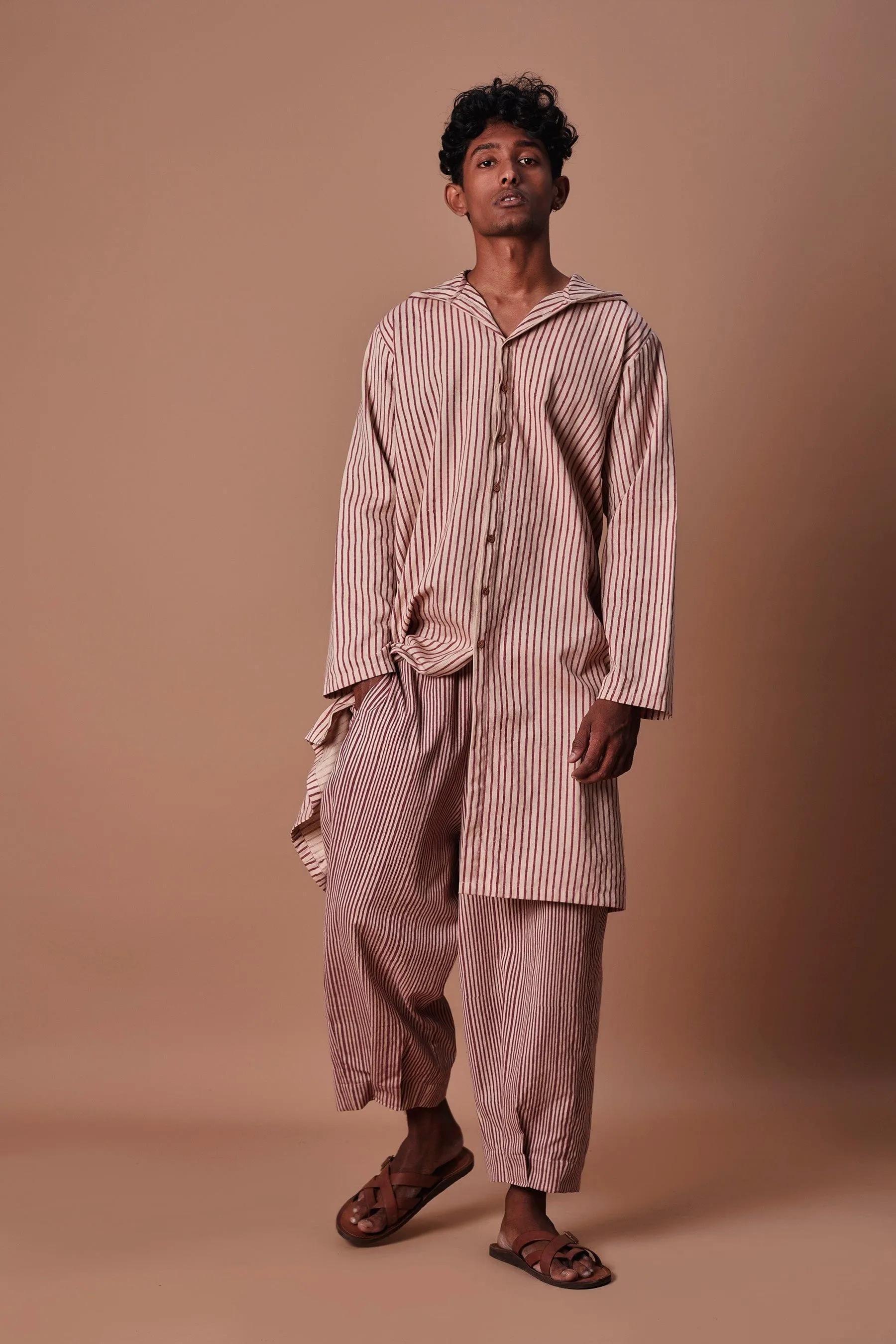 Mati Men's Mauve Striped Trousers