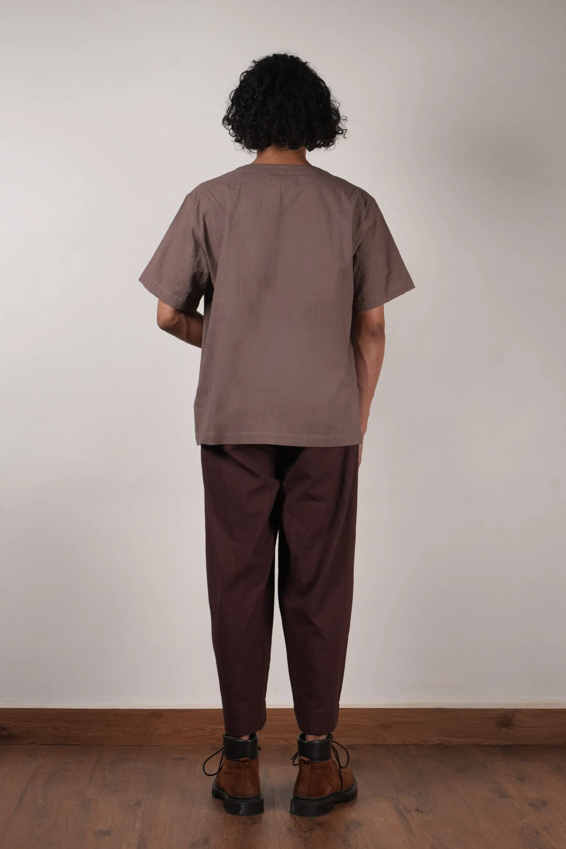 Men's Brown Pleated Trousers