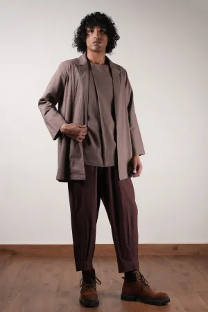 Men's Brown Pleated Trousers