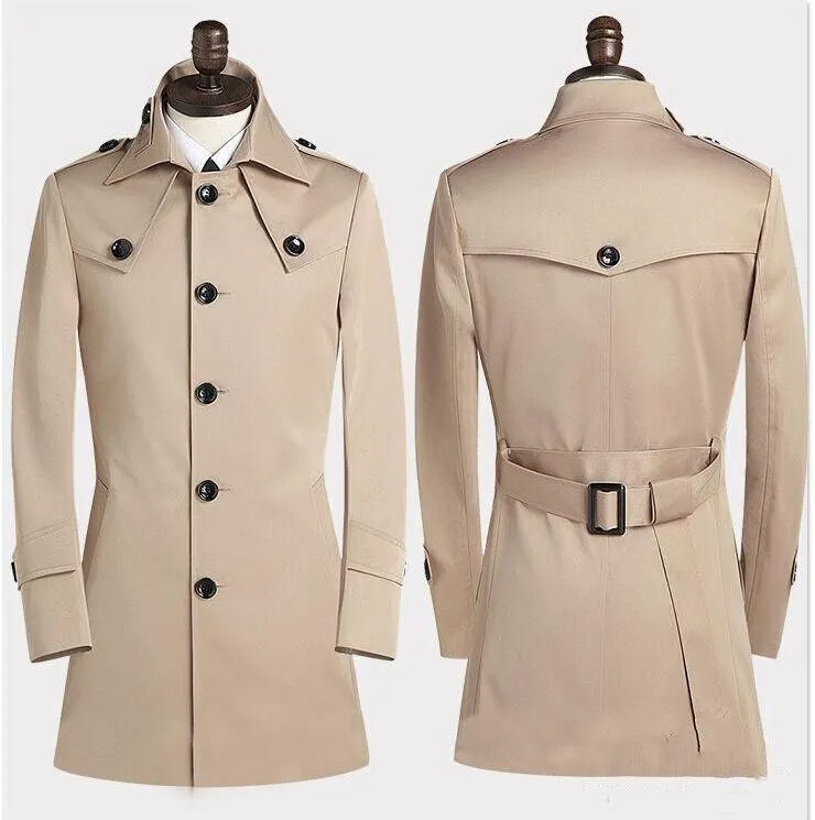 Men's Lapel Trench Coat Korean Version