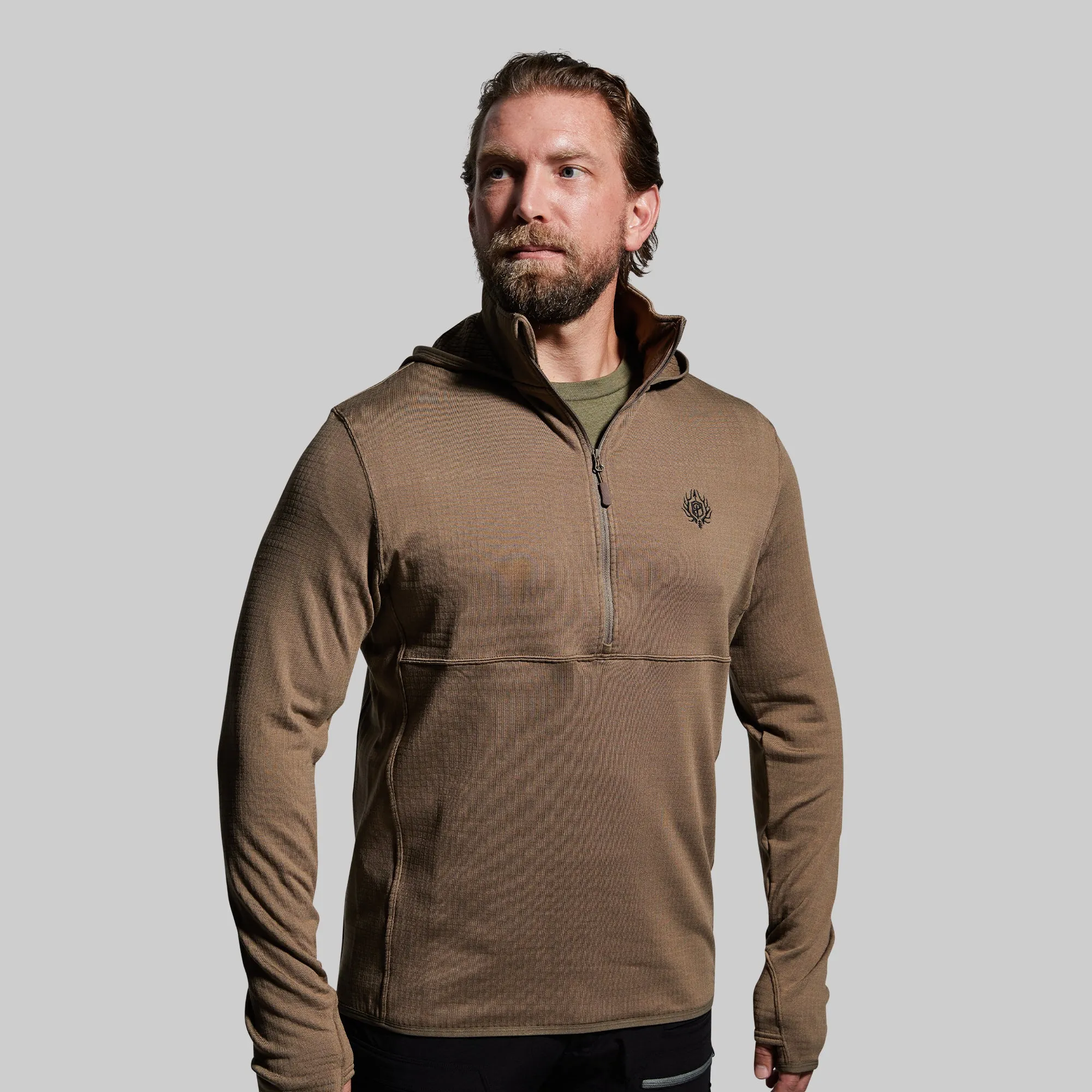 Men's Quiver Half Zip Hoodie (Stone Brown)