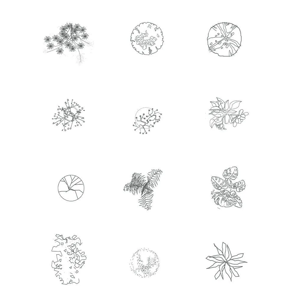 Minimal Vegetation AutoCAD Block / Set 02