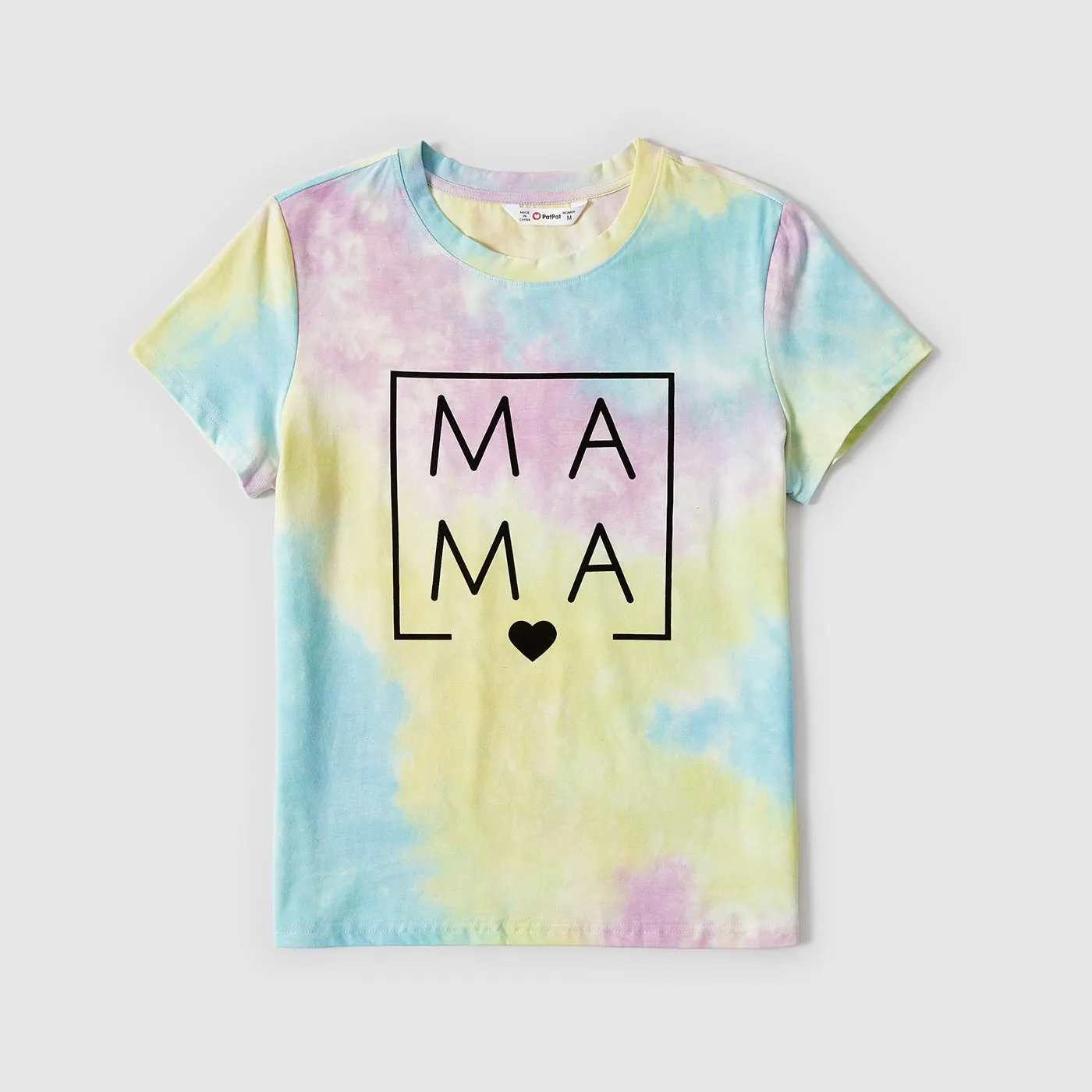 Mommy and Me 95% Cotton Letter Print Tie Dye Short-sleeve Tee