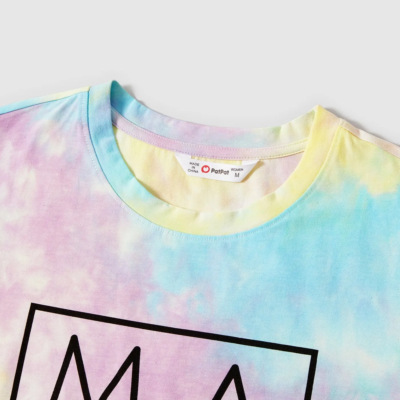 Mommy and Me 95% Cotton Letter Print Tie Dye Short-sleeve Tee