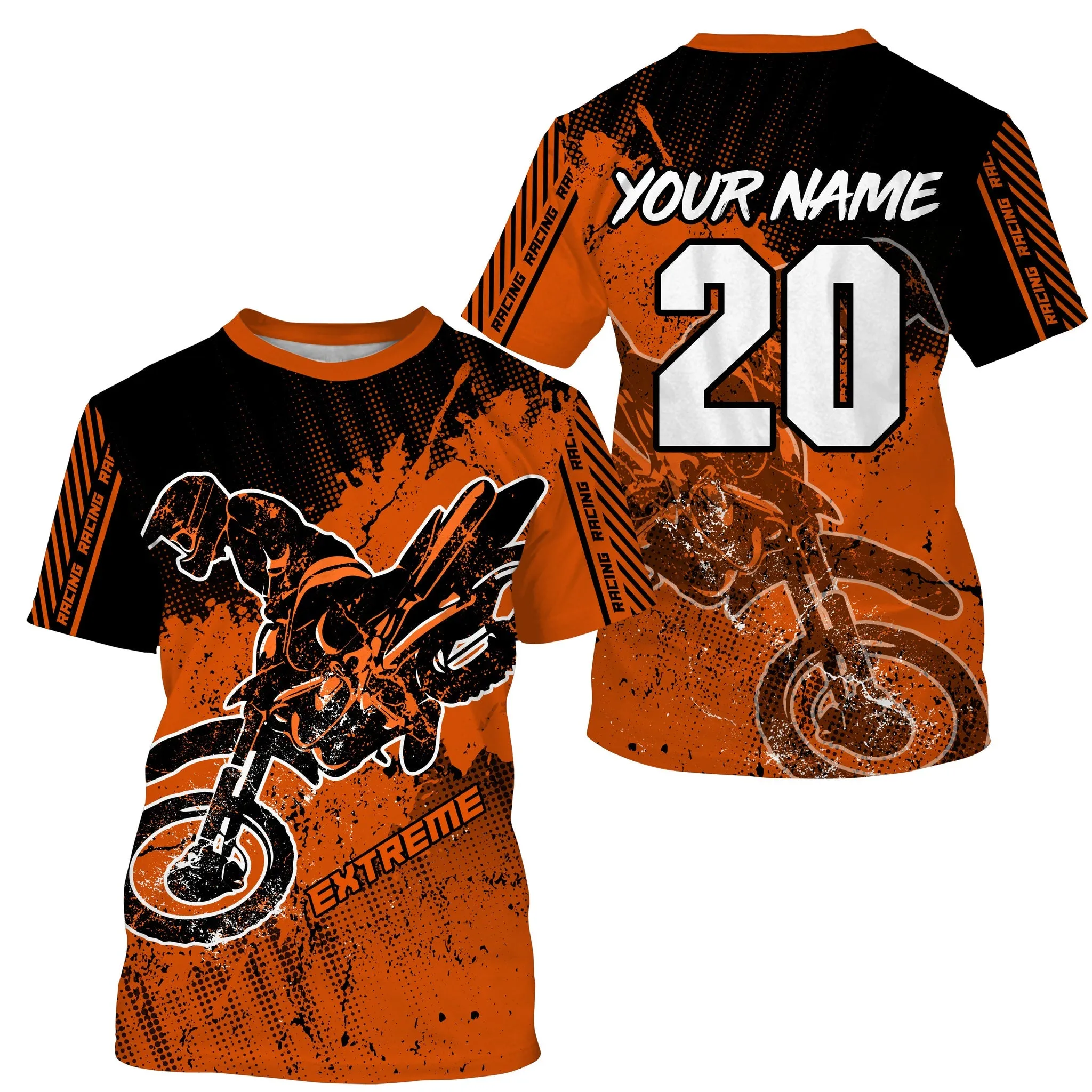Motocross For Kid Men Women Jersey Custom Upf30  Off-Road Dirt Bike Orange Racing 3D Long Sleeve Shirt Racewear