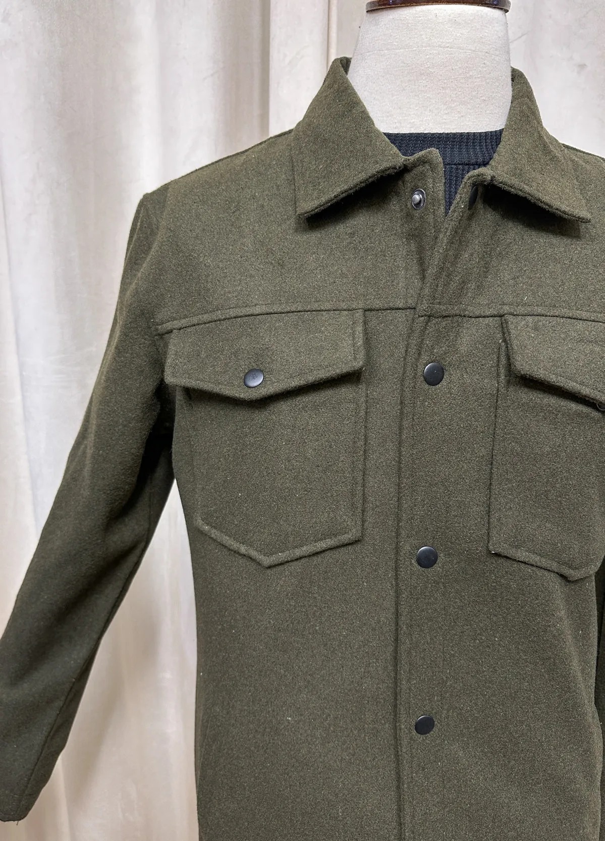Olive Wool Shacket- Men