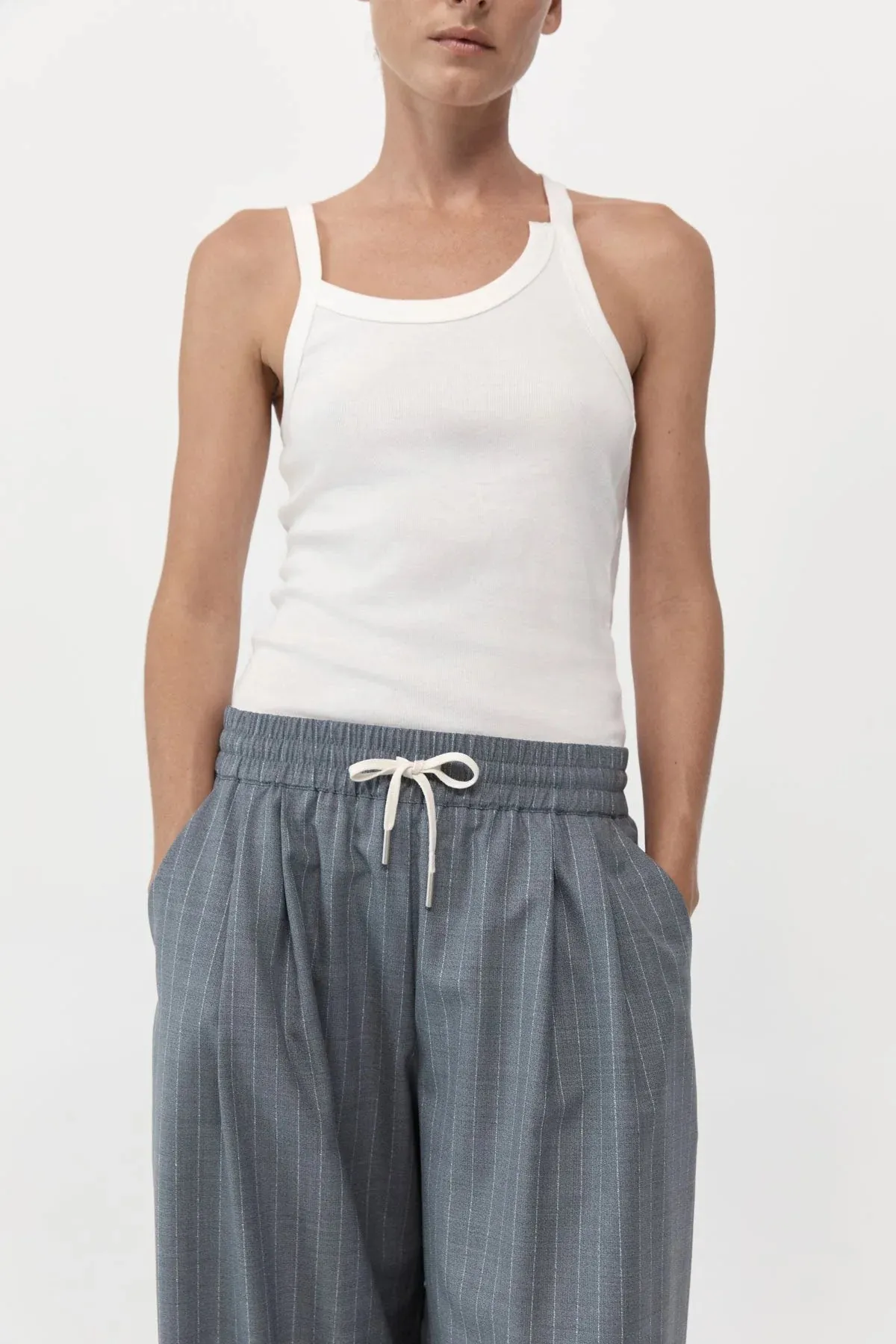 ORGANIC COTTON ABSTRACT SINGLET - WHITE