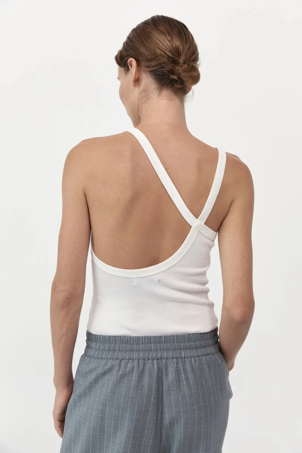 ORGANIC COTTON ABSTRACT SINGLET - WHITE