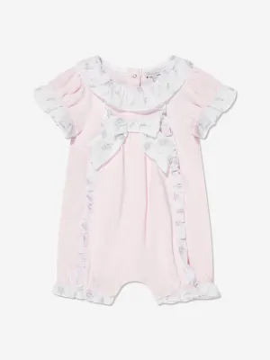 Patachou Baby Girls Frilly Bow Romper in Pink
