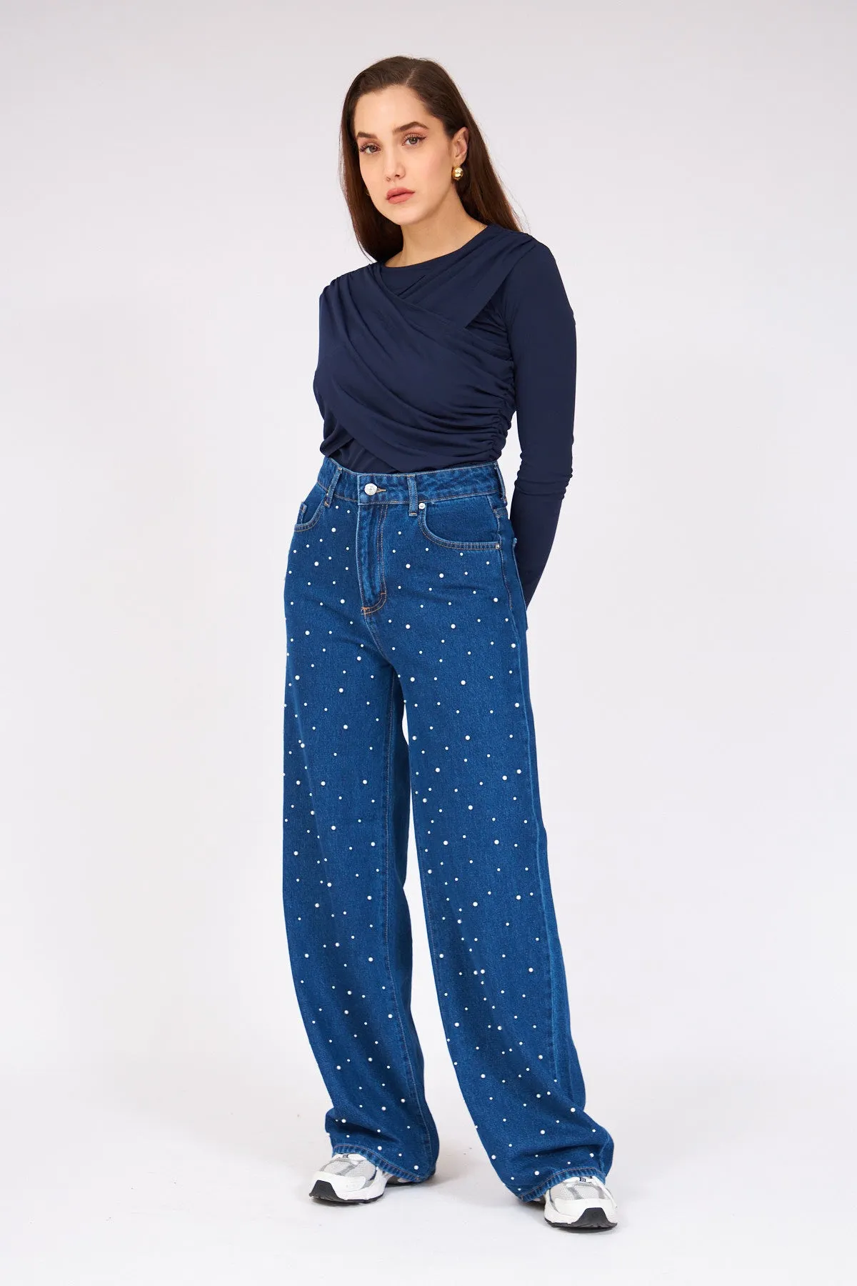 Pearl Stone Jean Blue