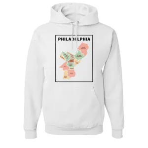 Philly Map Pullover Hoodie | Philadelphia City Map White Pull Over Hoodie