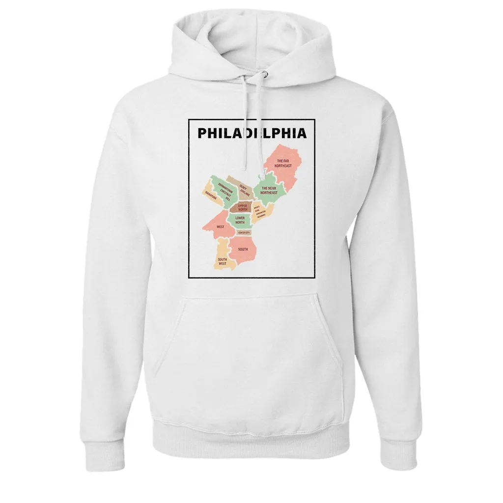 Philly Map Pullover Hoodie | Philadelphia City Map White Pull Over Hoodie