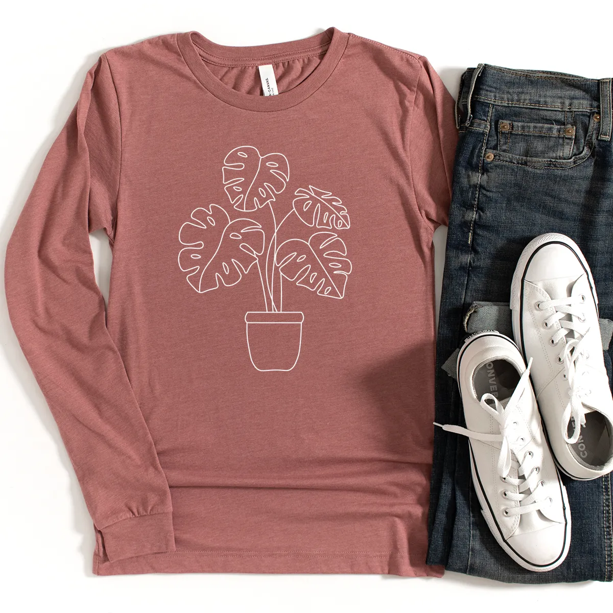 potted monstera long sleeve unisex tee