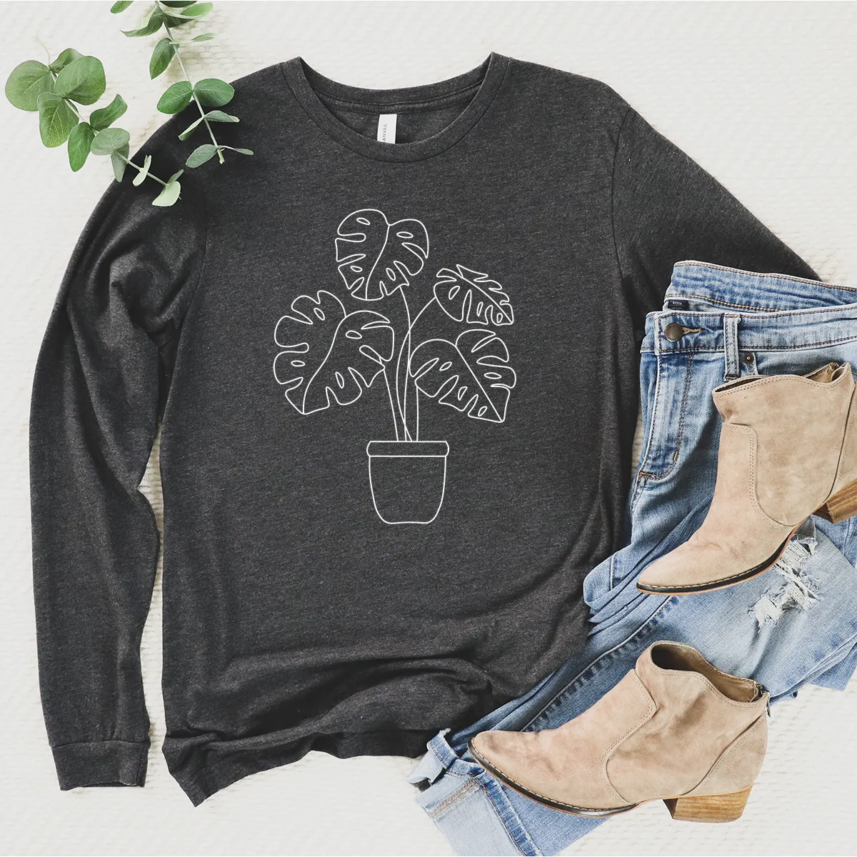 potted monstera long sleeve unisex tee