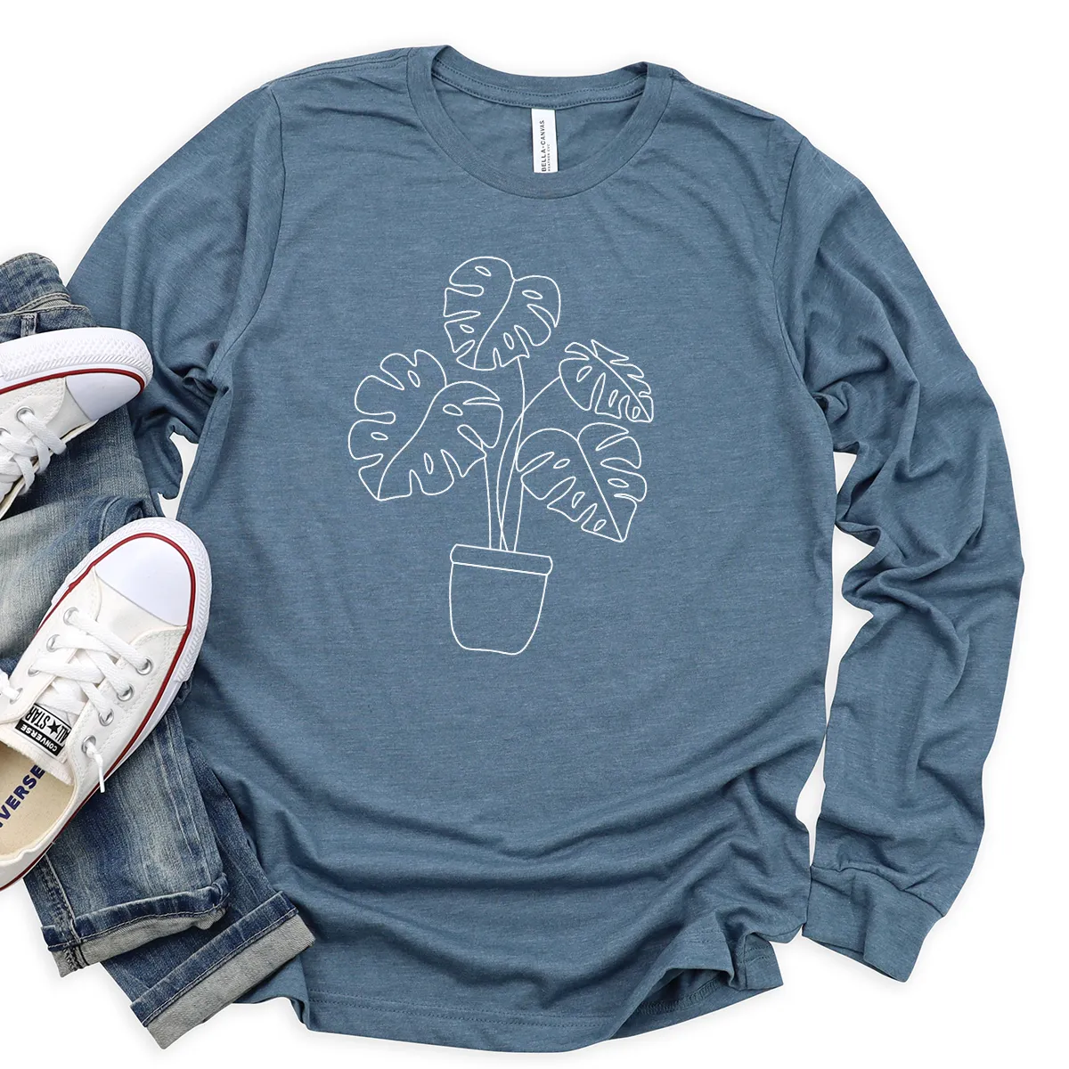 potted monstera long sleeve unisex tee