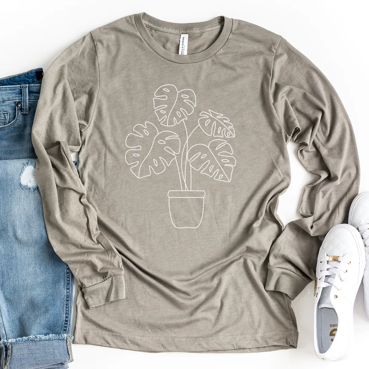 potted monstera long sleeve unisex tee