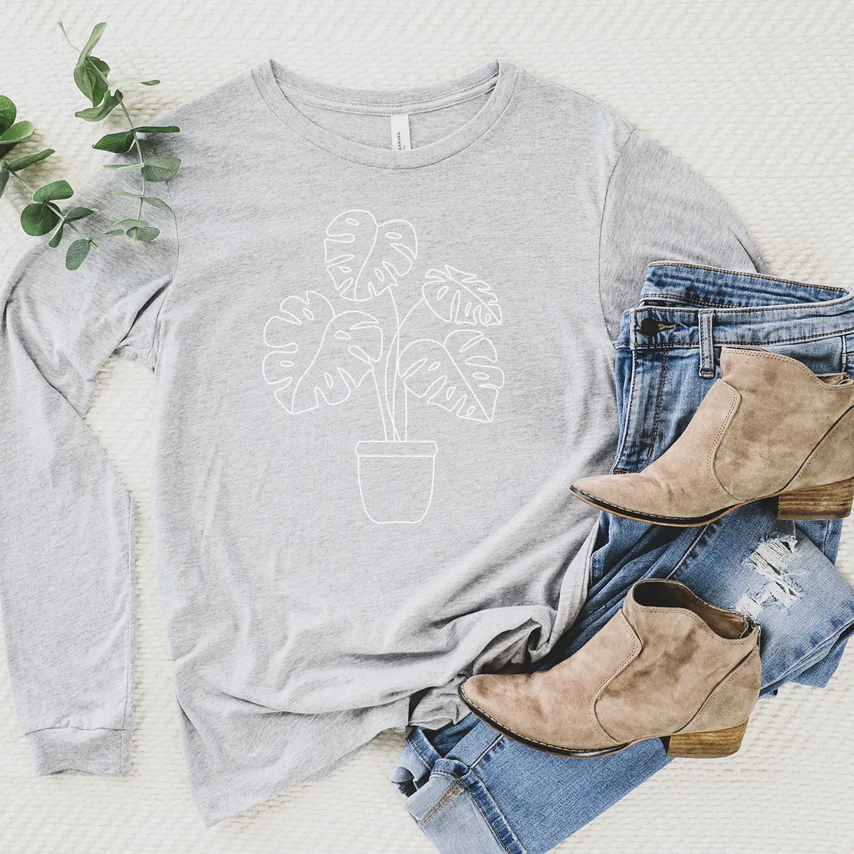 potted monstera long sleeve unisex tee