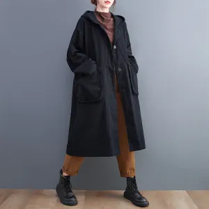 Raglan Sleeve Hooded Trench Coat