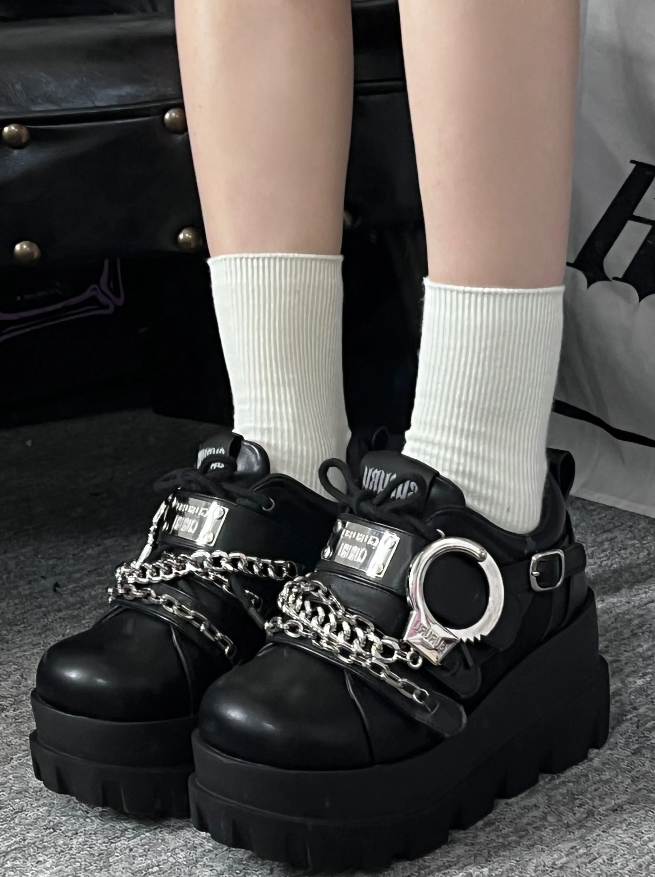 Shoes Cuff Hand Platform Metal Dark
