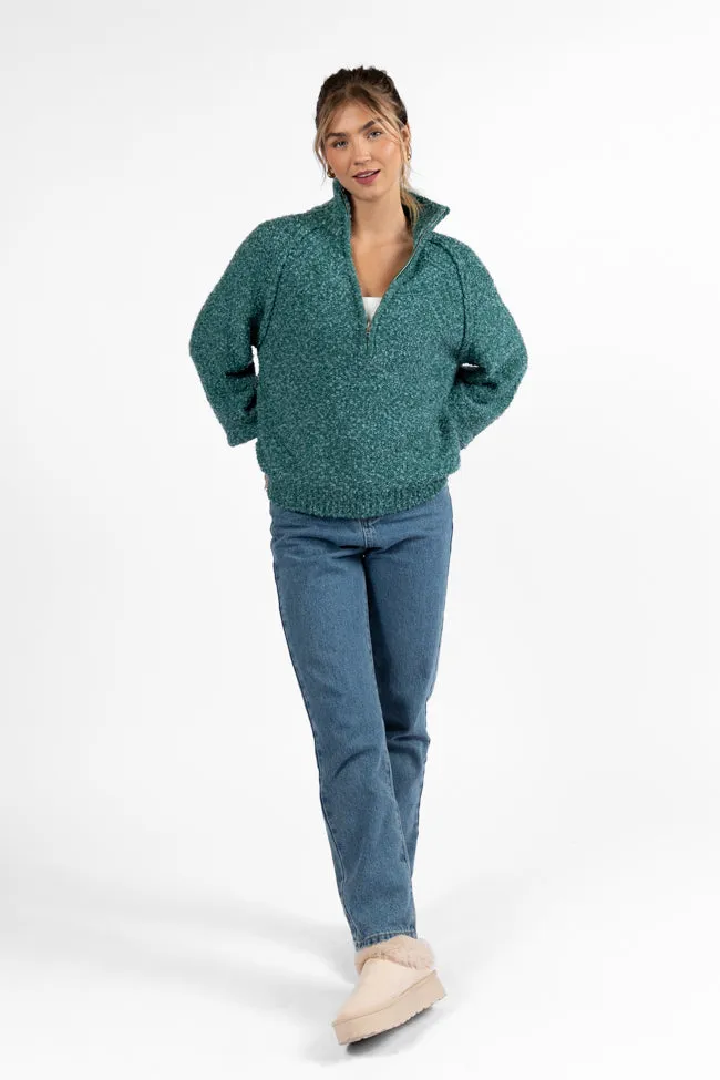 Signature Move Green Fuzzy Quarter Zip Pullover SALE