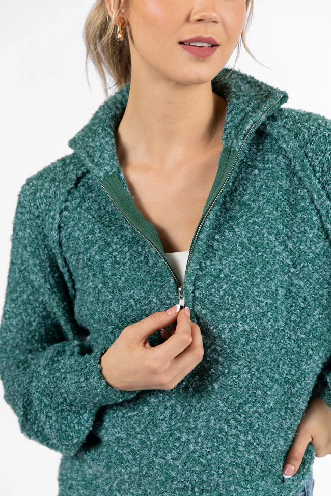 Signature Move Green Fuzzy Quarter Zip Pullover SALE