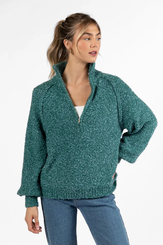Signature Move Green Fuzzy Quarter Zip Pullover SALE