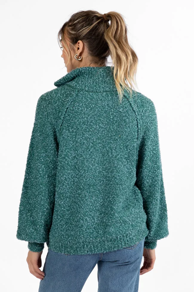 Signature Move Green Fuzzy Quarter Zip Pullover SALE