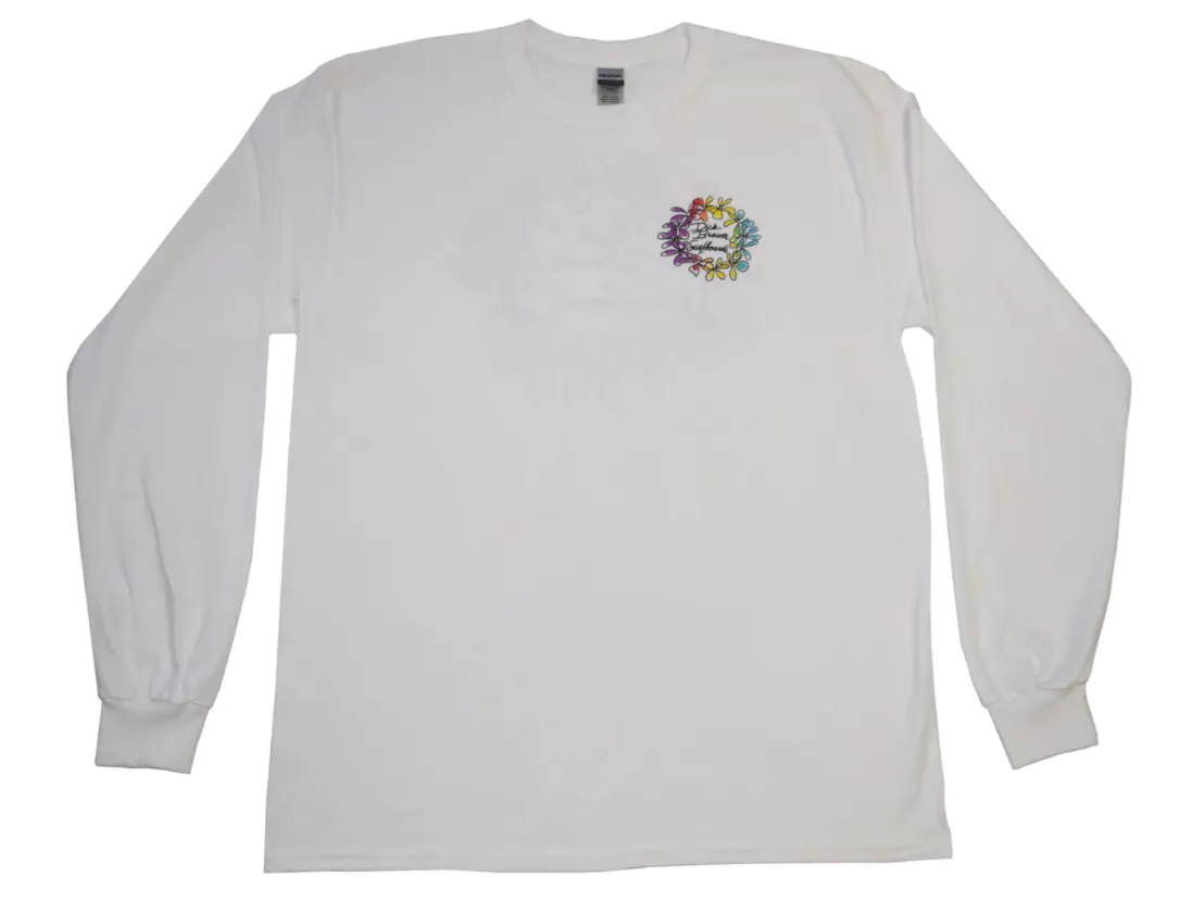 Simple Lei Long Sleeve | White with coloured logo.