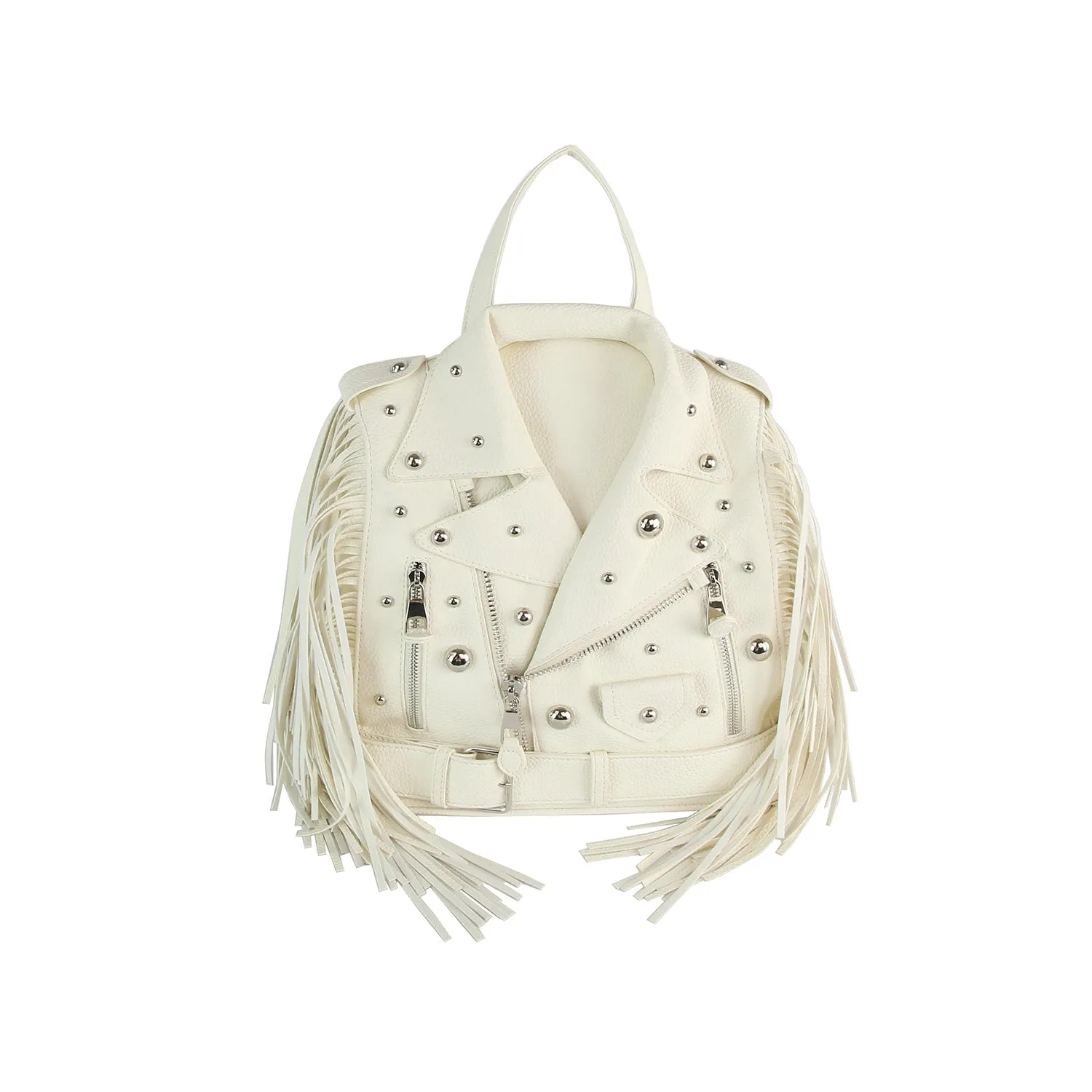 Studded Fringe Motorcycle Jacket Backpack