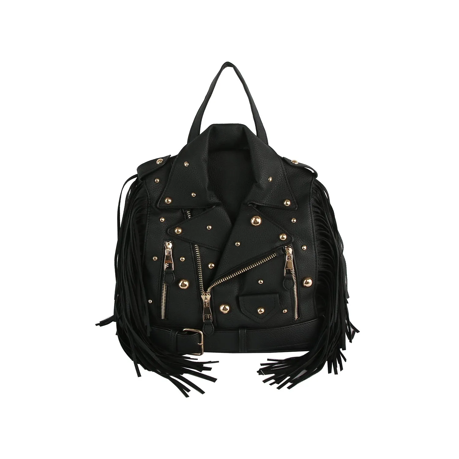 Studded Fringe Motorcycle Jacket Backpack