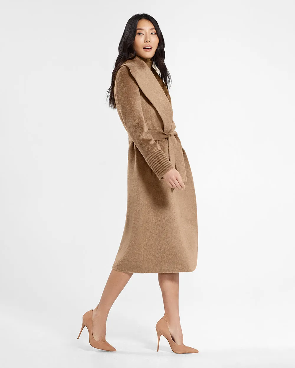 Suri Alpaca Long Shawl Collar Wrap Coat