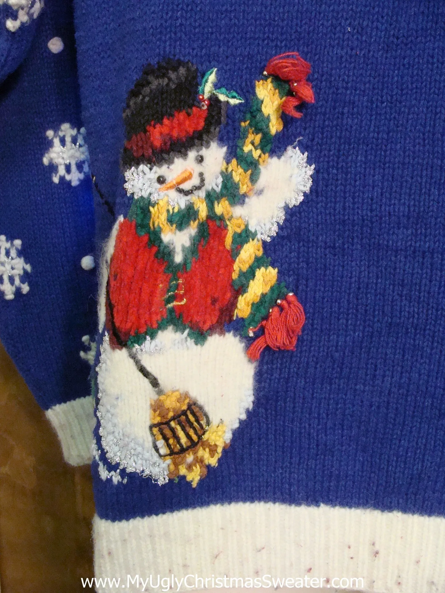 Sweet 80s Snowman Trio Light Up Ugly Xmas Sweater
