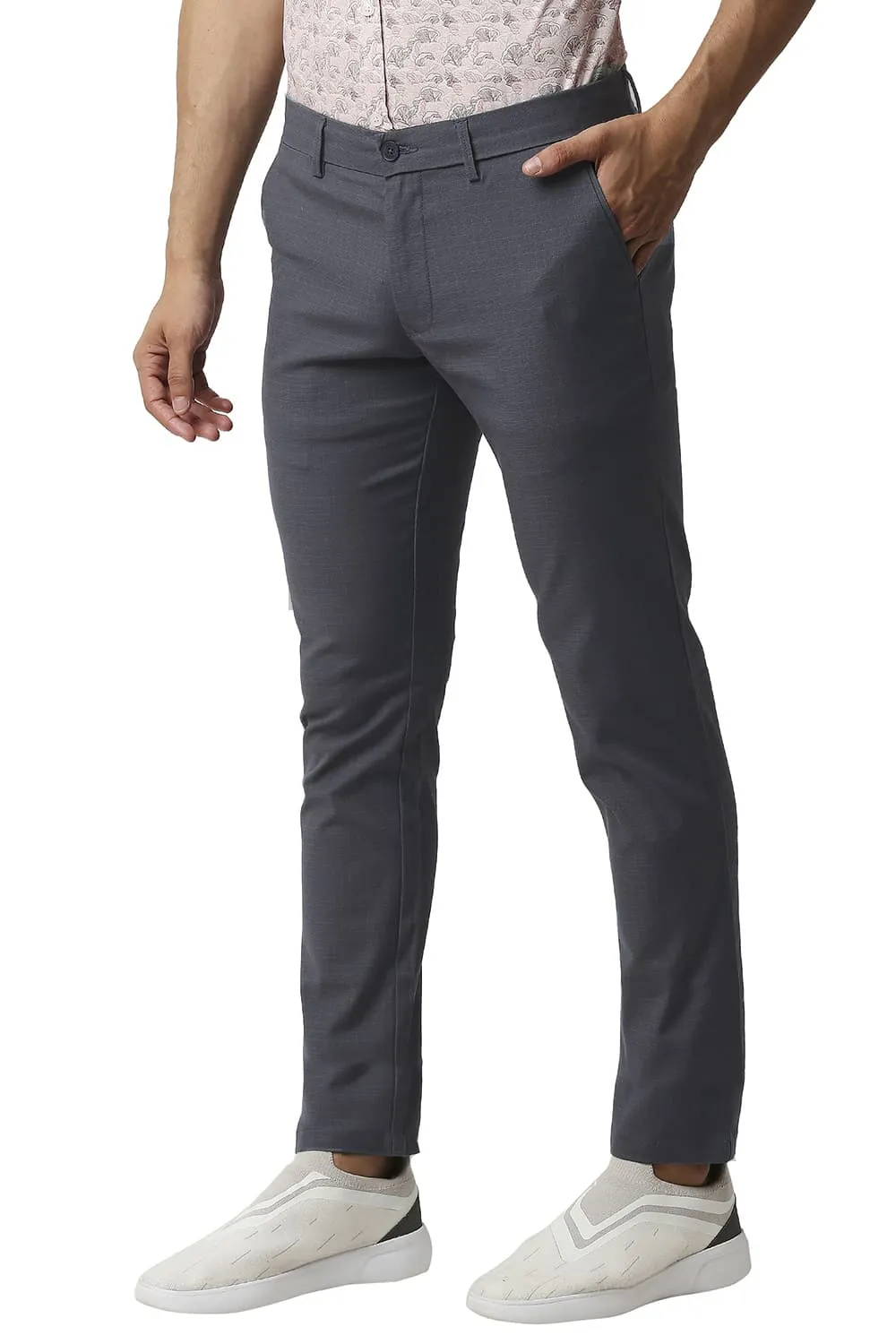 Tapered Fit Stretch Checks Trousers