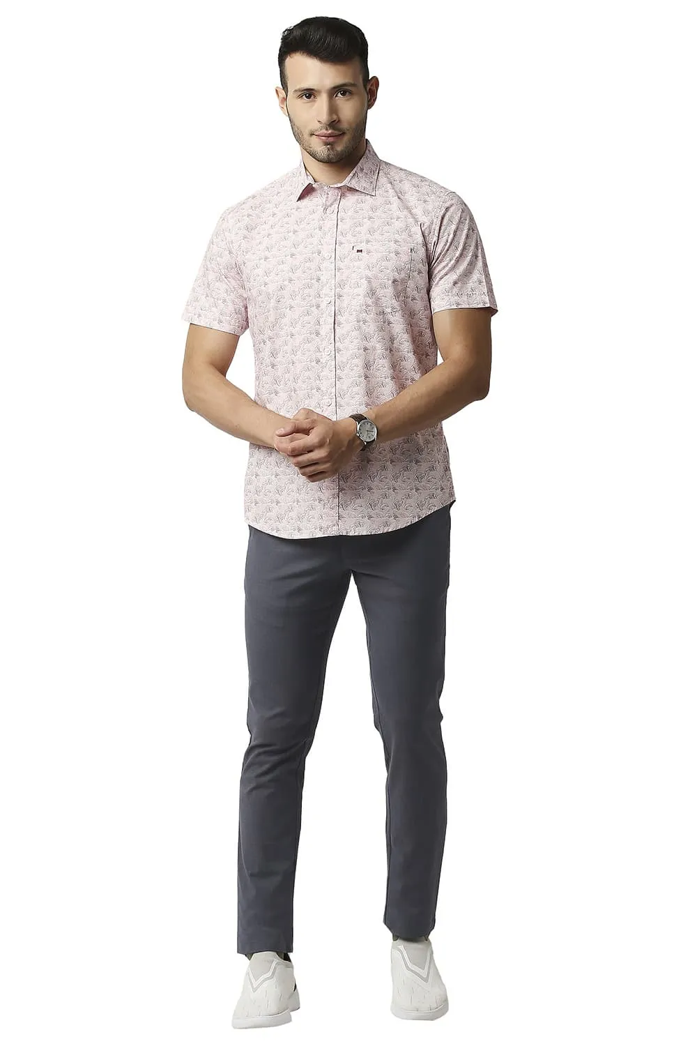 Tapered Fit Stretch Checks Trousers